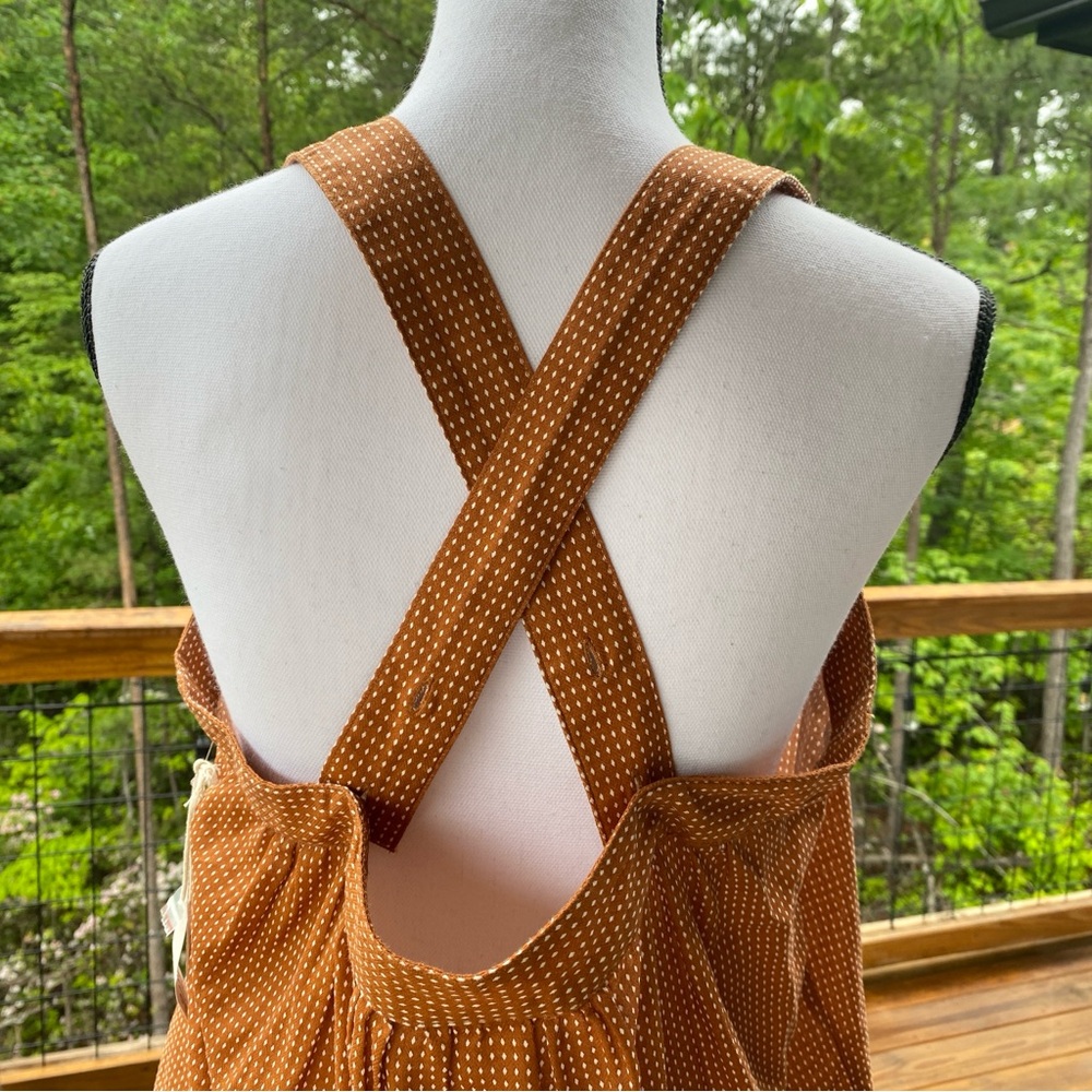a.n.a Burnt Orange Polka Dot Square neck Cotton Sleeveless Tank top NWT Sz Large - Picture 8 of 15